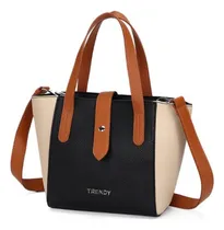 Comprar Cartera Bandolera Mujer Trendy Art. 21923 Acabado De Los Herrajes Níquel Color Negro Correa De Hombro Suela Diseño De La Tela Negro Y Suela