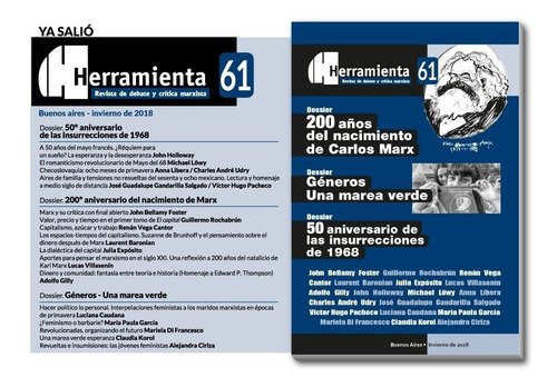 Revista Herramienta N° 61 2018 Dossier Marx Generos 1968 