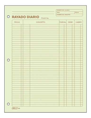 Rayado Diario Printaform 5002 Carta 50 Hjs. Verde