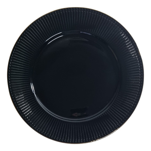 Platos Playos De Porcelana Negro Con Dorado