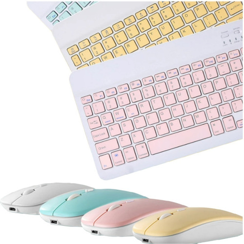 Combo Mouse Y Teclado Bluetooth Keyboard Distintos Colores 