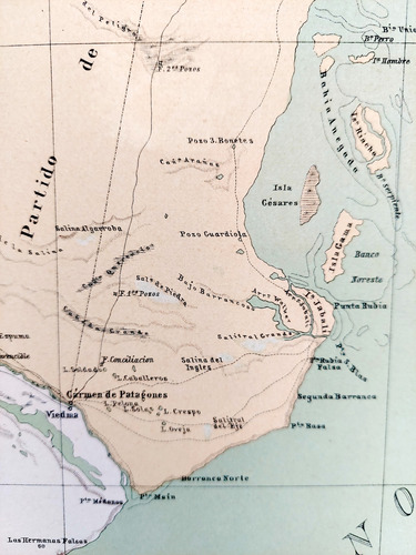 Mapa 1886 Buenos Aires Sudoeste Telegrafos Ferrocarriles (Usado)
