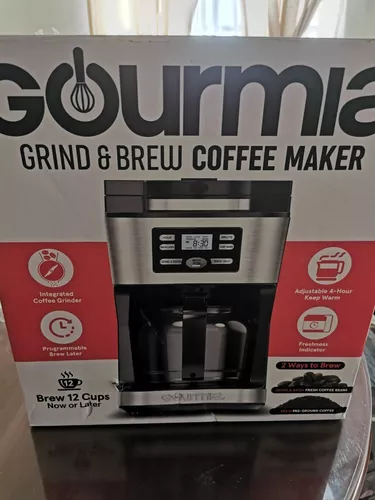 Gourmia Máquina de café digital de 12 tazas totalmente automática Cafetera  grande integrada Molinillo de café y cafetera, filtro de café de malla de