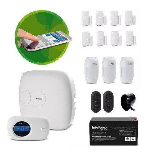 Kit Alarme Intelbras Amt2018eg Com App 8 Xas 4010 3 Ivp 3000