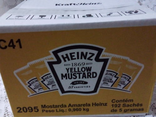 1 Caixa Sachês Mostarda 192x5g Heinz - Saches Mostarda Heinz