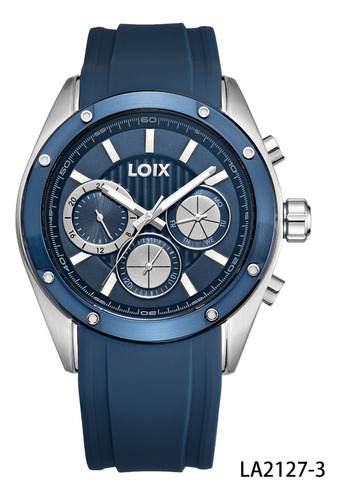 Reloj Hombre Loix® La2127-3 Azul Con Plateado, Tablero Azul