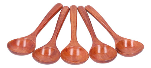 Cucharas De Sopa Dark Spoon De Madera Con Mango Largo, 5 Uni