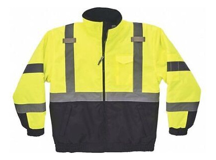 Glowear By Ergodyne 8377 Quilted Bomber Jacket,lime,medi Oab