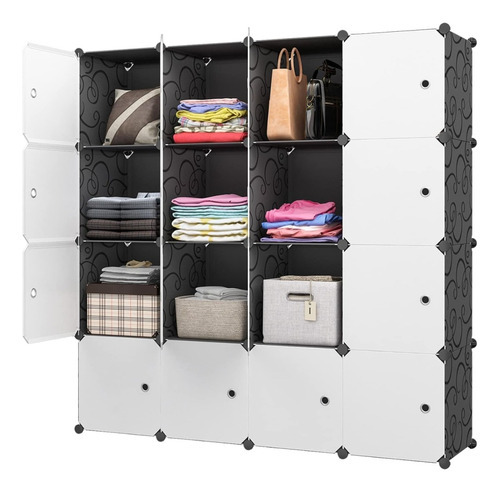 Multi Organizador Closet Armario Ropa Modular Portatil Hogar Color Blanco - Negro