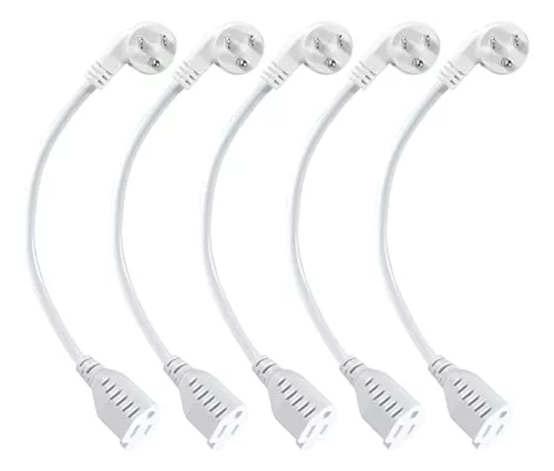 Cable De Extension De 1 Pie Con Enchufe Plano Blanco, Cable De Alimentacion