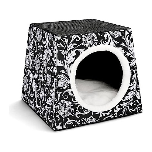 Damask Floral Pattern Dog House Cat Tent Durable Waterproof