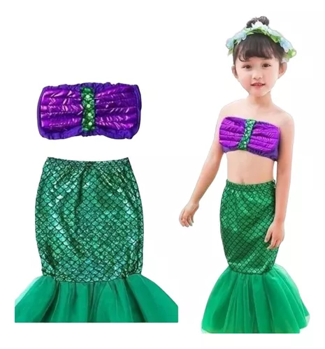 Fantasia Sereia Infantil Ariel Vestido Cosplay Cauda Fotos