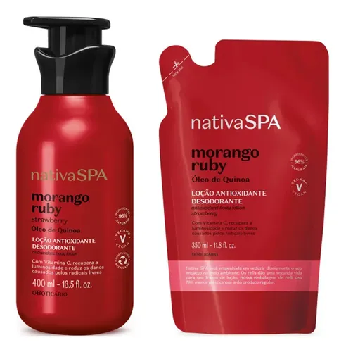 Creme Hidratante Corporal Nativaspa Morango Ruby + Refil