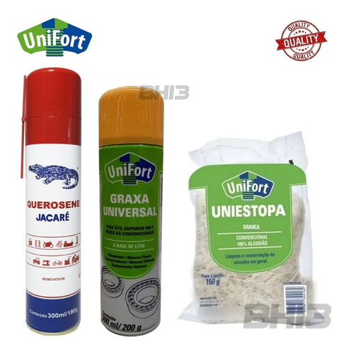 Unifort Graxa Universal Lítio Jacaré Querosene Spray Estopa