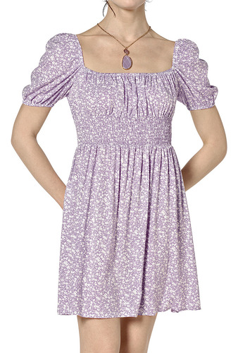 Vestido Floreado Cyh Jr5278 Para Mujer Color Lila E8