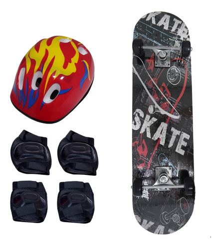 Skate Board Montado Completo Kit Proteção Radical Importway