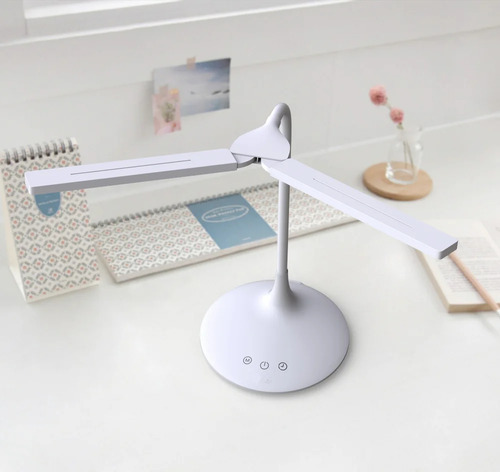 Lampara Velador Led Premium Abbits Plegable Flexible 3 Modos De Luz Fria Calida Natural 280 Lumens Mesa Escritorio Tactil Recargable Usb Temporizador Color Blanco All9030a