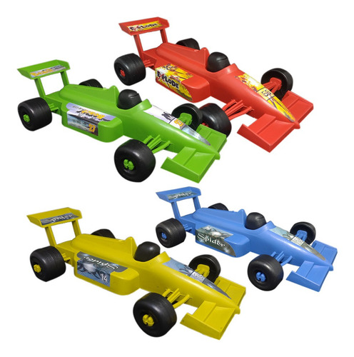 Kit 4 Carrinho Corrida Fórmula 1 Plástico Brinquedo Super F1 Cor Colorido