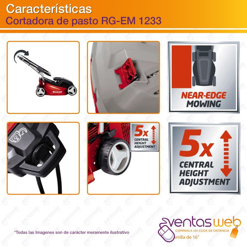 Imagen 3 de 6 de Maquina Cortadora De Cesped Pasto Electrica Einhell 1,7 Hp
