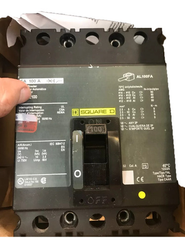Interruptor Termomagnetico Fal36100 3x100 Amperes Squared
