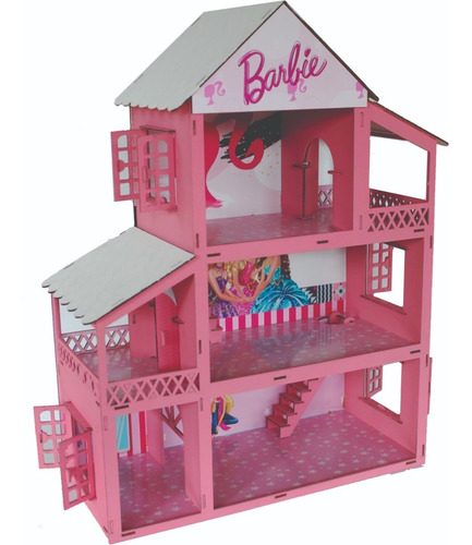 Casa Tema Barbie Adesivada Pintada 44 Móveis Mdf + Brinde