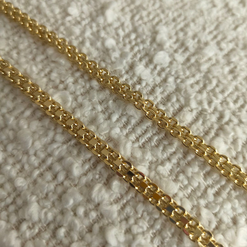 Cadena Tejido Chino Plano Collar 5mm 60cm Oro Laminado 18k Oro