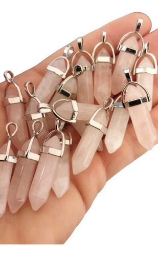 Dije Piedra Cuarzo Rosa Punta Biterminado