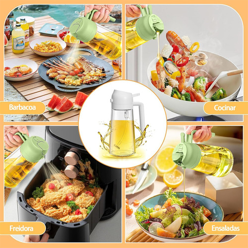 2 Botellas Dispensador De Aceite 2en1 470ml Amarillo + Verde