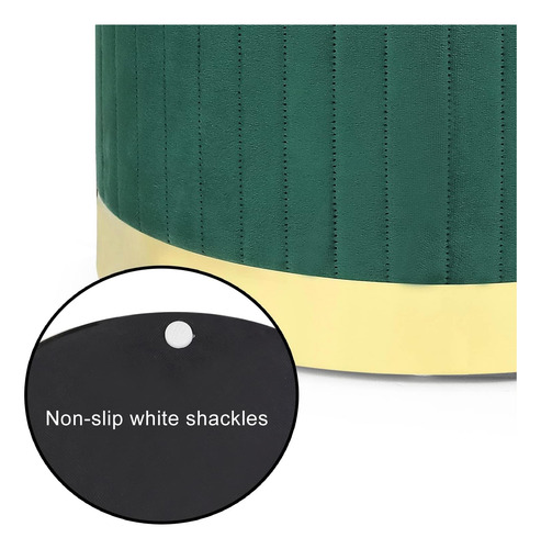 Adeco Round Velvet Storage Otoman, Silla De Taburete De Toca