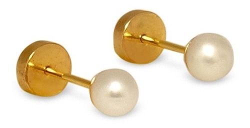 Imagen 1 de 4 de Aros Abridores Bebé Perla Cultivada 3mm Oro 18k