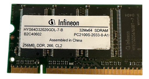 Memoria Ram Infineon 256mb Ddr 266 Cl2 Sdram Hys64d32020gdl (Usado)