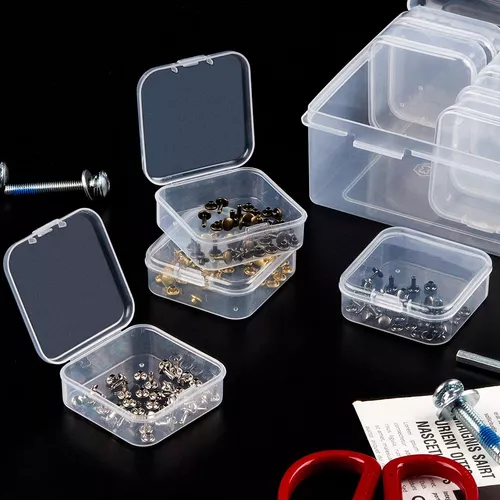  Qeirudu 15 recipientes de almacenamiento pequeños de plástico  transparente, cajas organizadoras de cuentas con tapas con bisagras para  cuentas, joyas y suministros de manualidades (2.17 x 2.17 x 0.79 pulgadas)  : Arte y Manualidades