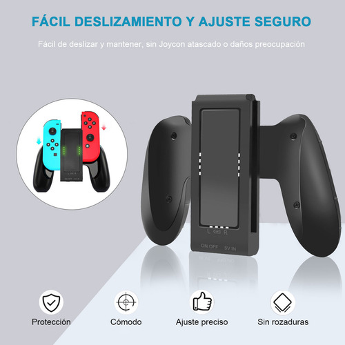 Kuiiyer® Cargador Para Nintendo Switch Joycon 2000mah Mango De Carga Portátil, Compatible Con Nintendo Switch Y Switch Oled Joycon, Cargador Portátil Para Mandos Joycon Con Indicador Led.