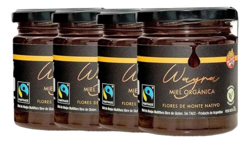 Miel líquida Wayra Organica y Fair Trade natural de flores silvestres en frasco sin TACC 1000 g  pack x 4