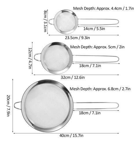 Colador De Filtro De Malla De Acero Inoxidable Flour Sieve,