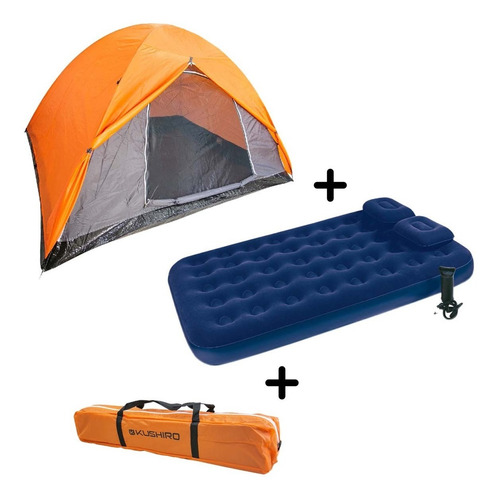 Carpa 4 Personas + Colchon 2 Plaz+ Almohadas + Inflador