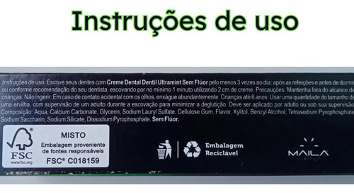 Creme Dental Menta Xilitol Vegano Sem FlĂșor Kit C/6 70g