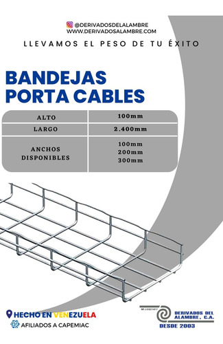Bandeja Porta Cables Tipo Cablofil De 100mmx200mm