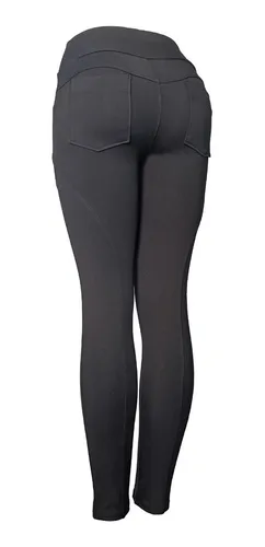 Calça Legging Montaria Suplex Preto Com Bolso Frente E Atrás