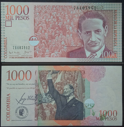 Billete De 1.000 Pesos, Formato Grande. 2.001.