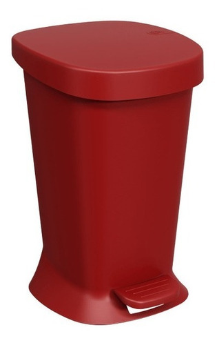 Lixeira Com Pedal Square Em Plástico Vermelho 5l  - Coza