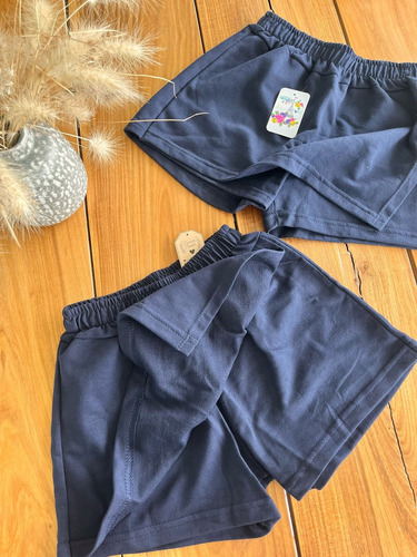 Pollera Pantalón Short Con Tapa Algodón Colegio Uniforme Azul 8