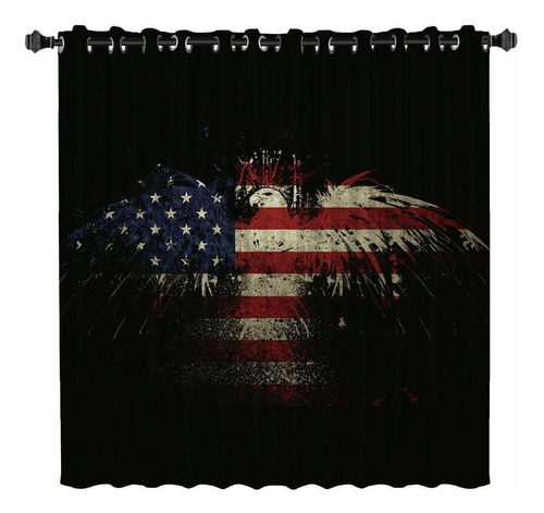 Blackout Room Darkening Curtains  52x52in American Flag...