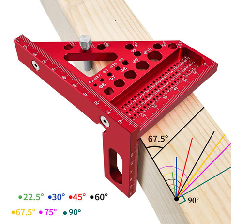 Jj Régua De Medição Multiângulo 3d, Transferidor Vermelho