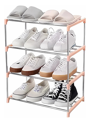 Mueble Organizador 4 Niveles Estantes Zapatera Portátil Rosa