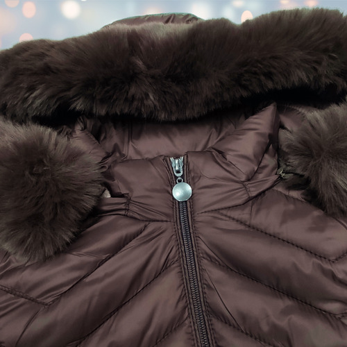 Campera Talla Grande Inflable Larga Piel Capucha Desmontable