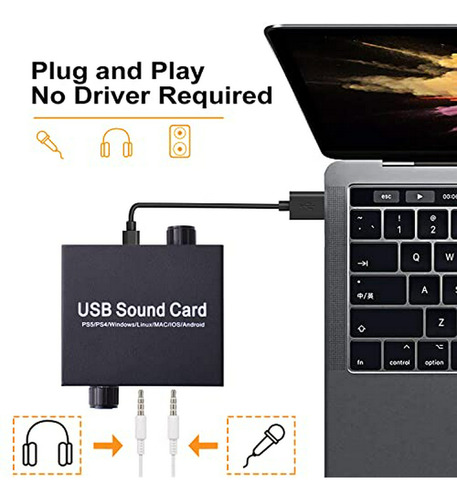 Tarjeta De Sonido Externa, Compatible Con Windows/linux/mac