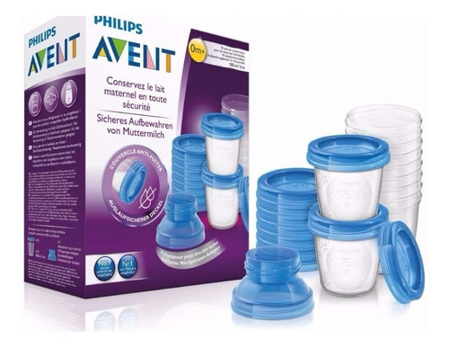 Imagen 3 de 9 de Set Vasos Almacenamiento Leche Materna Reutilizables Avent