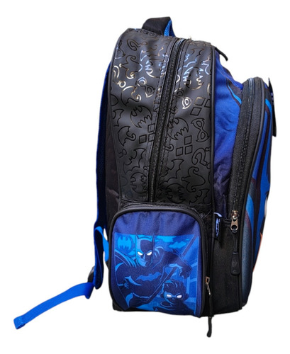 Kit Mochila Lonchera Lapicera Dc Batman 3d Luz Fotorama Azul Impresión