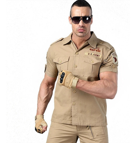 Camisa Militar De Manga Corta Para Hombre, Blusa De Piloto P